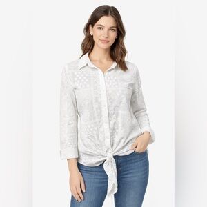 ALFRED DUNNER embroidered‎ white button down blouse 12